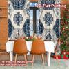 Set Of 2 Flat Printing Curtains Without Rod Blue Hexa Pattern Halloween Festival Fashion Polyester Curtain