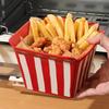 25.36oz Striped Cartoon Ceramic Snack Bucket, French Fry Popcorn Storage Bowl for Movie Night Home Decor