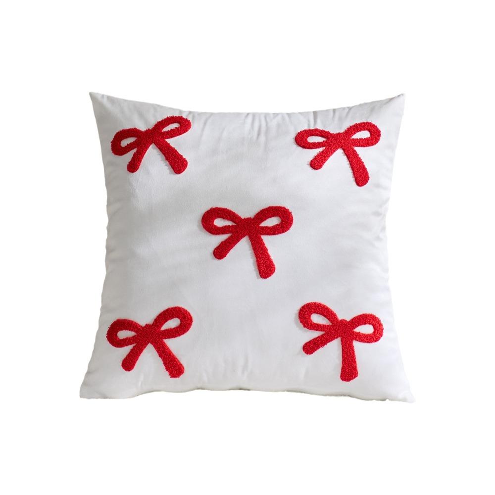 Cute Velvet Sofa Pillow Cover Luxury Soft Cushion Cover with Bow Embroidery Decorative Bow Pillow Case Sofa Decor