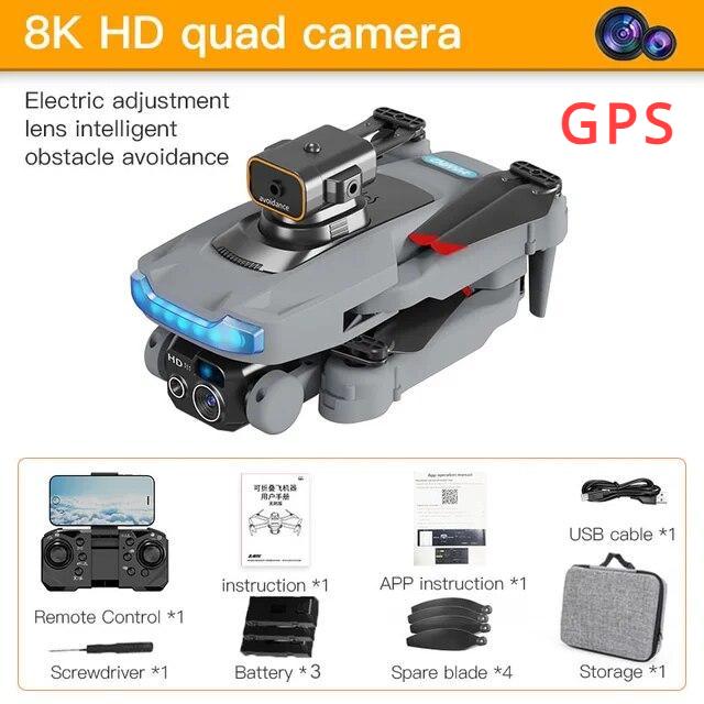 2024 New P15 GPS Drone 4K Aerial Photography Aircraft HD Dual Camera Obstacle Avoidance Positioning Anti-collision Quadcopter Children's Toy Gift
