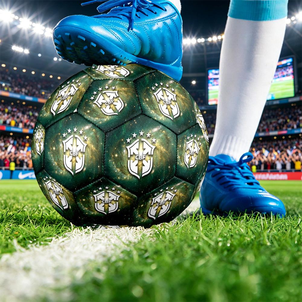 Brasilien Fußball Aufdruck Größe 5 Fußball Ball Verschleißfest Standard Erwachsenen Trainingsfußball Fan Geschenk für Indoor Outdoor Spiel Sport