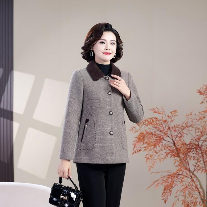 

Одежда для осени и зимы для мам среднего возраста, шерстяная куртка с лацканами, модный топ из искусственного норкового бархата для женщин среднего и пожилого возраста для весны и осени 6XL [Recommended 160-82.5 kg]