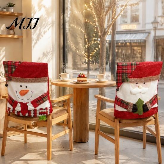 Decorative Chair Slipcovers for Hotels Christmas Dining Cover, Washable Seat Protector, Santa Snowman Covers Leisure Chairs Deer Slipcover Home