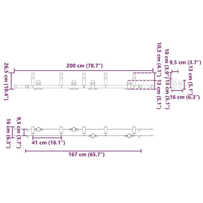 VidaXL Sliding Door Hardware Kit 200 Cm Steel Black, Sliding Door Hardware, Door Rail of 3295730