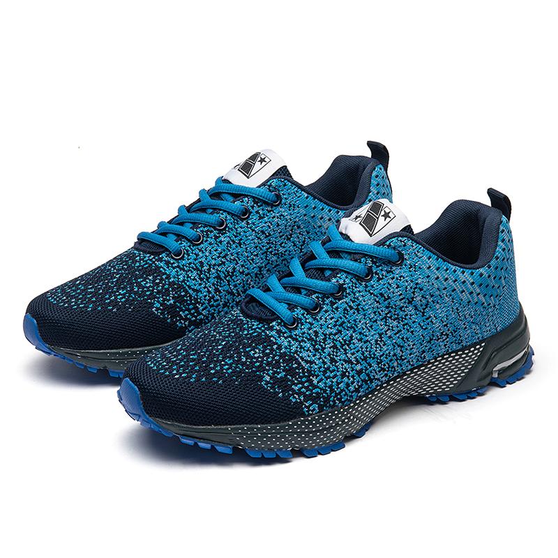 Lightweight Large Size Flying Line Running Shoes Fashion Mesh Flyknit Breathable Casual Outdoor Sneakers