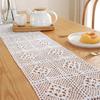 Amazon Retro Pastoral Crochet Knitted Hollow Table Cloth Lace Tassel Table Flag Tablecloth Custom