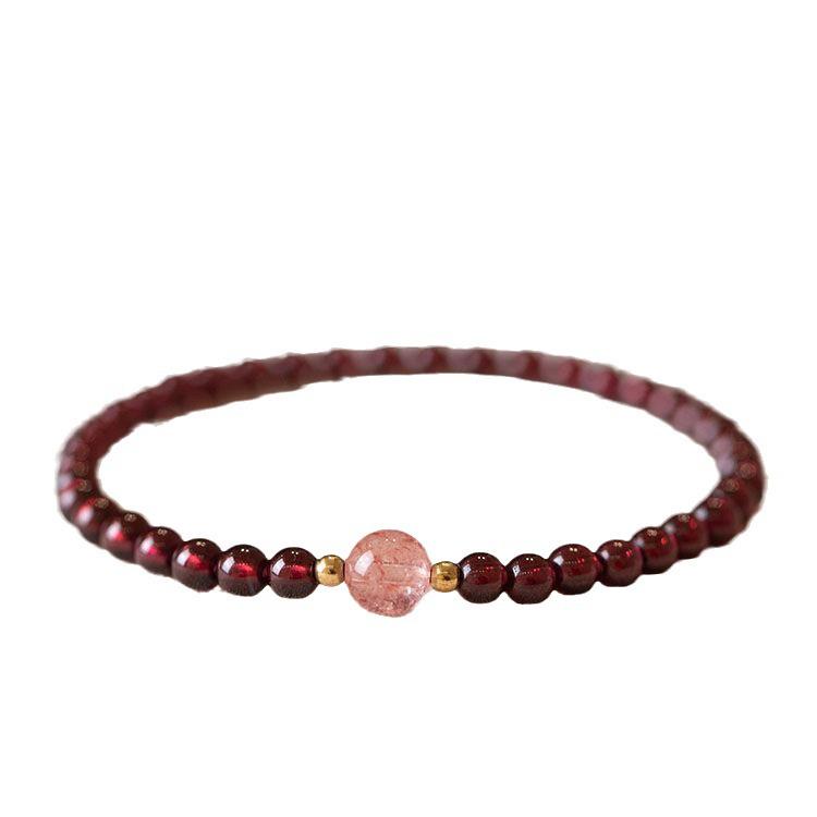 Niche Natural Garnet Stone Beaded Bracelet Unisex Gift DIY