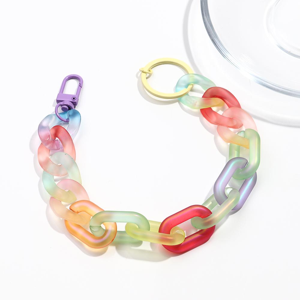 Colorful Acrylic Plastic Link Chain Keychain Creative Handmade Anti-lost Phone Key Ring For Women Girls DIY Jewelry Gifts