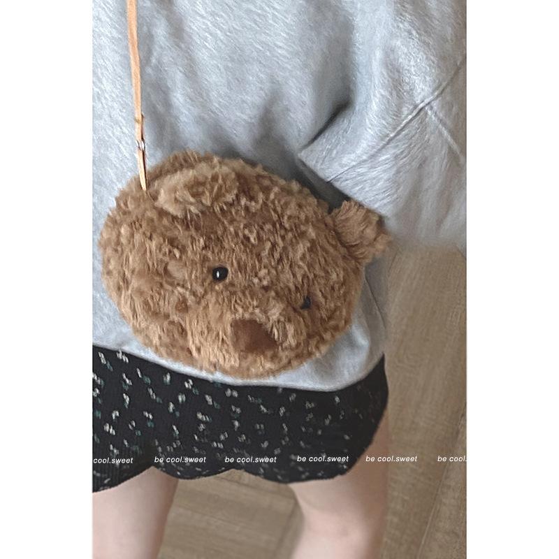 Fashion cute plush bag women's 2025 new bear doll armpit bag large capacity versatile shoulder messenger bag