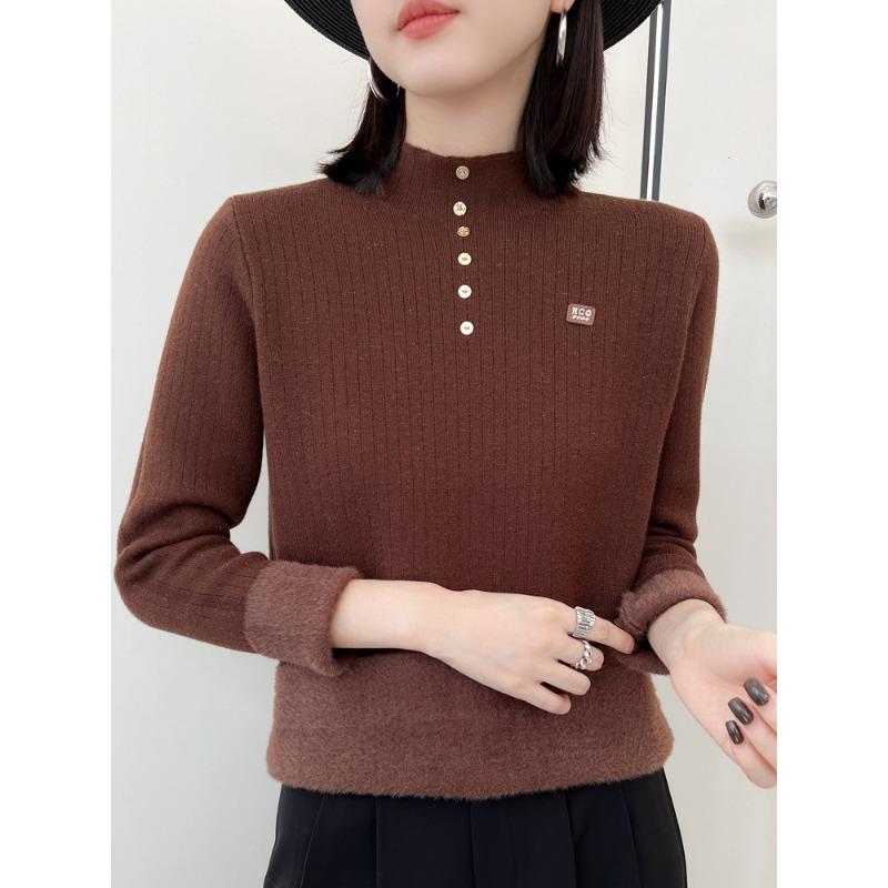 Velvet Sweater for Women In Autumn and Winter Skin-friendly and Warm Base Shirt Fashionable and Versatile Pullover Sweater