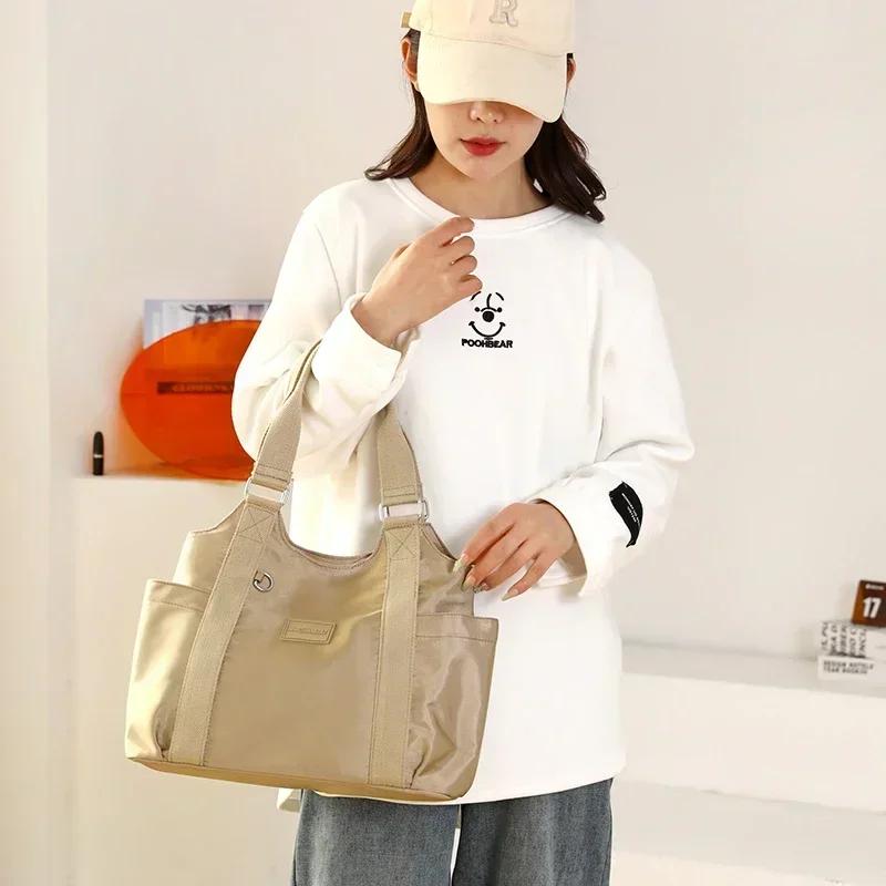Solid stitching zipper ladies bags shoulder traveling crossbody bags for women nylon large capacity pocket
