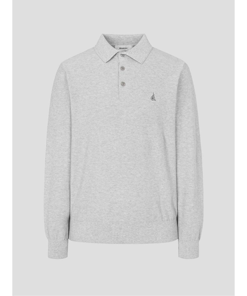 Binpolmen Cotton Basic Collar Neck Knit Gray