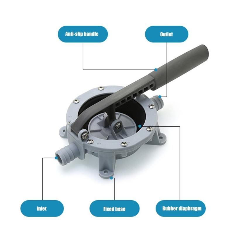 Hand Transfer Pump 720GPH Manual Priming Design with Pump Body Material Reference EPDM Sealing Components and Two Hose Ends for Boat and Motorhome