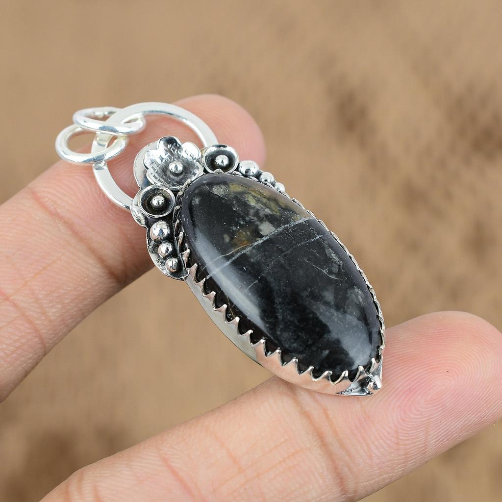 Mothers Day Deal 925 Silver Picasso Jasper Stone Flower Unique Elegant Pendant