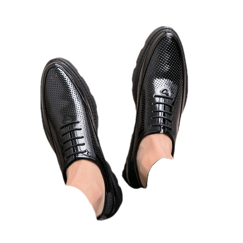 Leather Shoes Men's 2025 Summer Hollow Breathable Business Personality Korean Version Trendy Fashion Leather Shoes