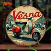2D Flat, 2D Flat Retro Vesna Scooter Metal Wall Art - Vintage Aluminum Tin Sign, 19.69x19.69inch, Easy to Install, Perfect for B