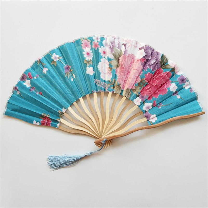 Chinese Japanese Style Silk Fan Folding Fan Wedding Fan Art Gifts Dance Hand Fan Vintage Bamboo Folding Hand Held Flower Fan