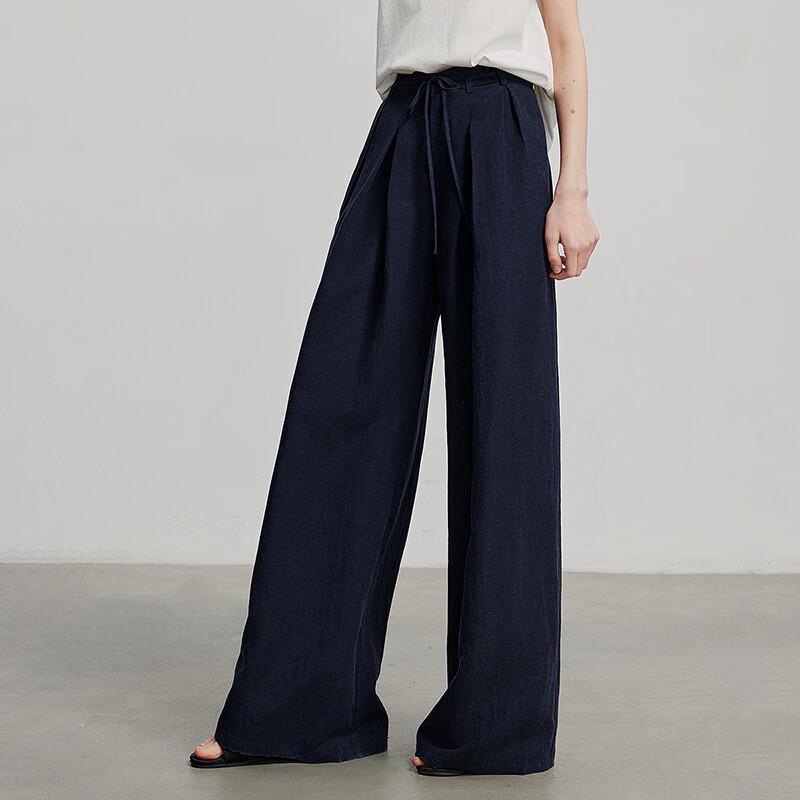 Women's Relaxed Fit Lyocell Linen Wide-Leg Casual Pants