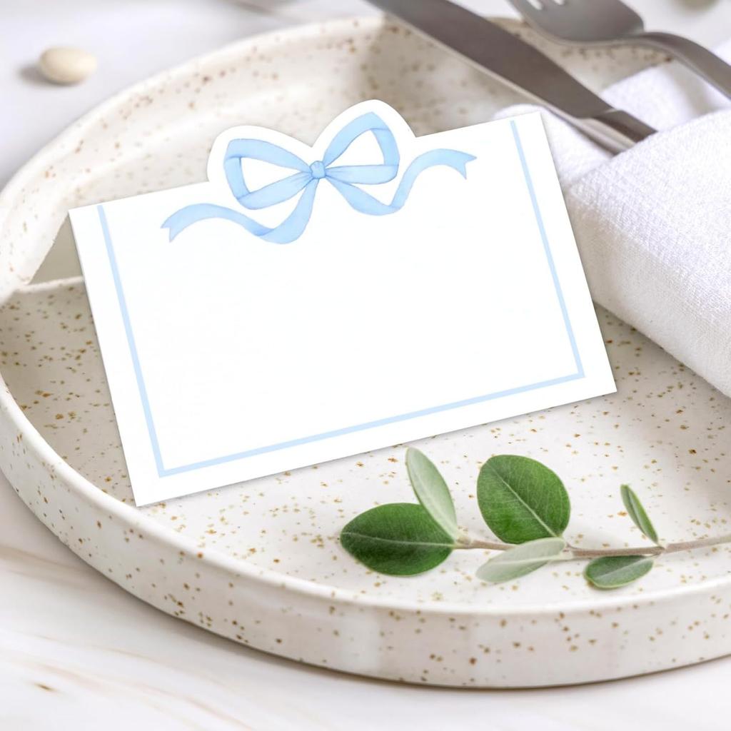 10Pcs Pink Bow Seat Card Wedding Guest Name Seat Card Birthday Party Desktop Decoration Gift Card Tea Party Decoration Supplies