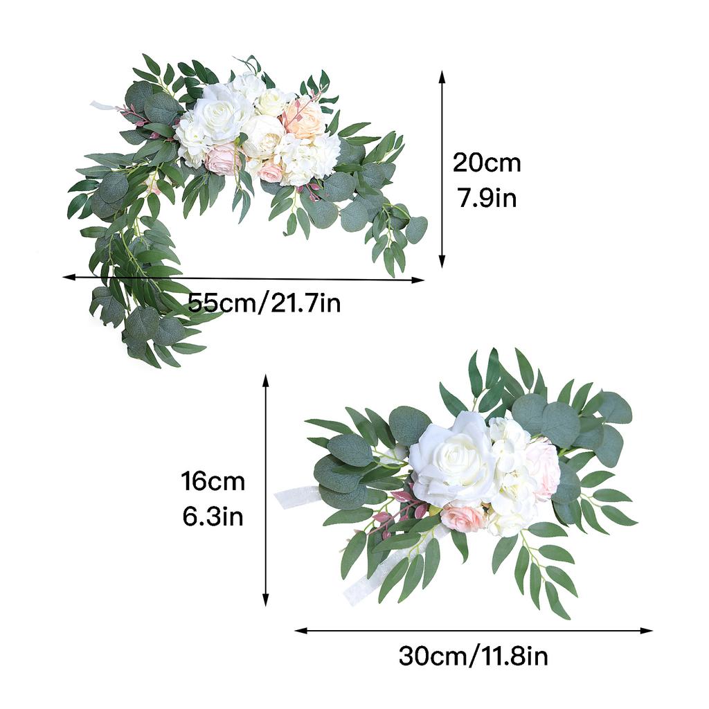Faux Flower Swag Set Artificial Roses Peonies Silk Floral Swags for Wedding Sign Reception Decoration