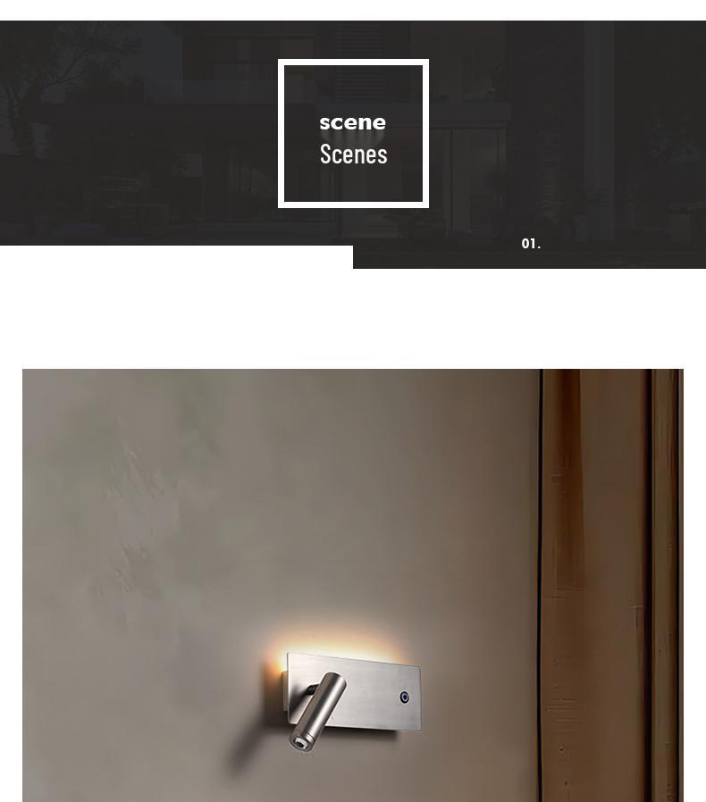 Italian Minimalist Bauhaus-Style Rotatable Wall Lamp with Switch for Bedroom