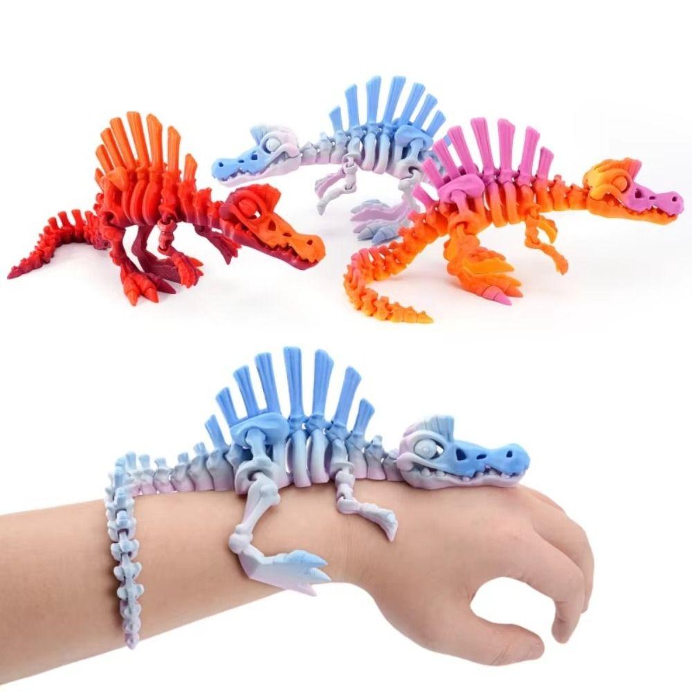 Multi-Color 3D Printed Echinosaurus Dinosaur Mini Size Bone Model Movable Dragons Figurine Movable Joints Desktop Craft