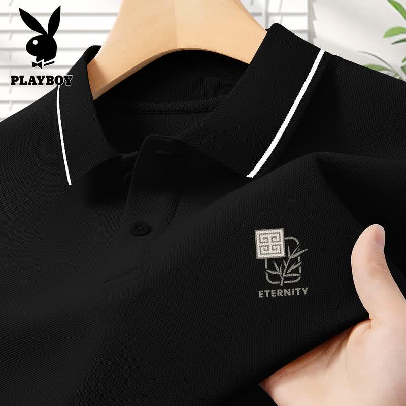 

PLAYBOY Men s Breathable Short Sleeve Polo Shirt 3XL