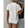 Women's New Summer Top Solid Color V-neck Striped Short-sleeved Casual T-shirt Shirt