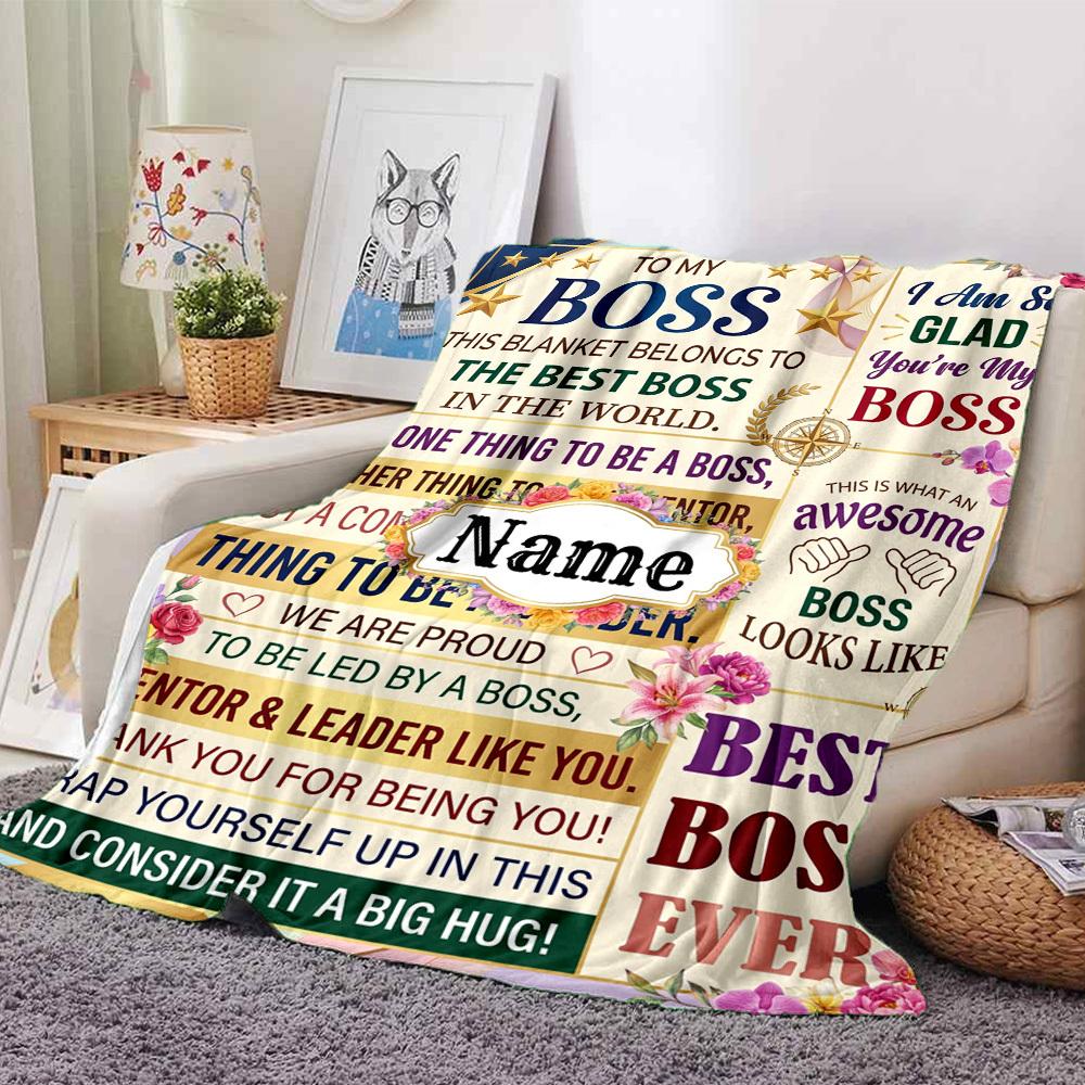 Best Boss Ever Blanket Customize Your Name Blanket With Warmth Comfort And Softness It'S Perfect For Home Use A Nap Blanket An Office Sofa Blanket A