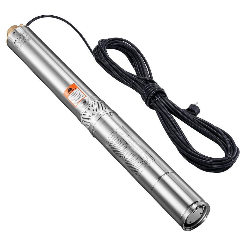 Pompa Sommergibile per Pozzi Profondi Pompa dell'Acqua in Acciaio Inossidabile 1100W Potenza Assorbita, 246ft Altezza Massima di Sollevamento, 100L/min Portata per Irrigazione Agricola, Bestiame