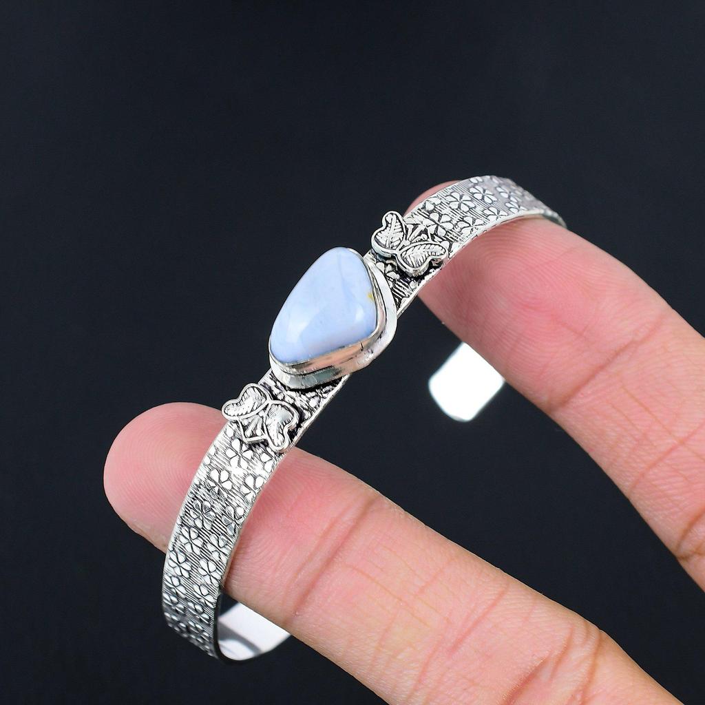 Srebro 925 Trillion Naturalny Niebieski Opal Owyhee Żona Rocznica Zaręczyny Bransoletka