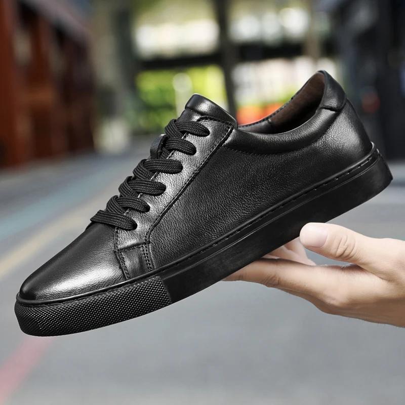 

Fashion Sneakers Men Shoes Genuine Leather Casual Shoes Big Size 48 49 Cow leather Shoes 2025 New 44 чорний