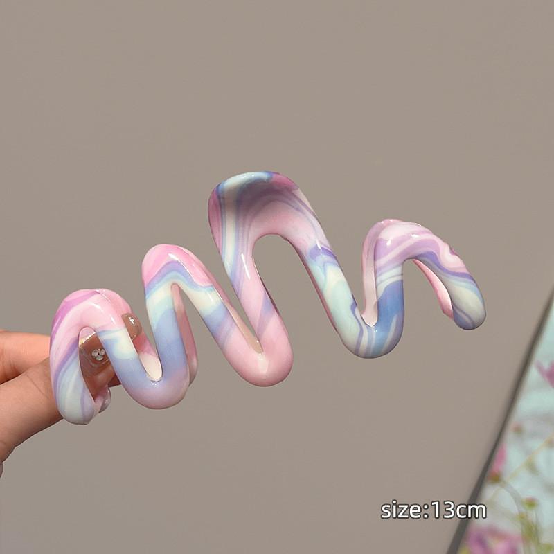 Pink Gradient Smudge Hair Clip Female Sweet Design Versatile Shark Clip Temperament Hair Accessories