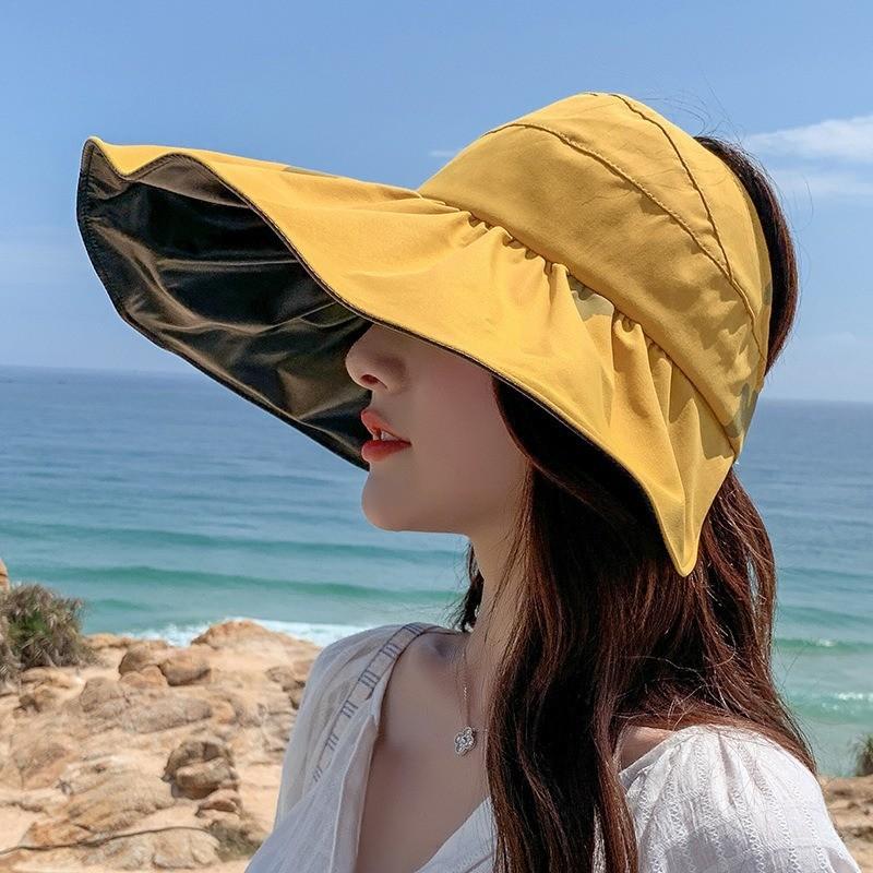 Summer Vinyl Big Brim Sun Hat Showing Face Small Bucket Hat Seaside Vacation Sun Shade Sun Hat