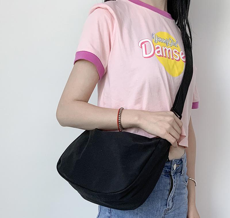 Simple Waffle Literary Single Shoulder Solid Color Crossbody Dumpling Bag