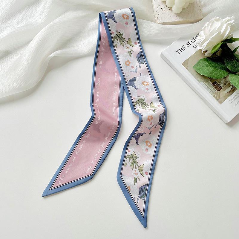 Long silk scarf, high-end new versatile hair tie streamer, atmosphere ribbon, spring and summer decorative scarf, tied bag streamer