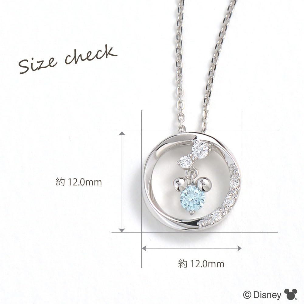 Disney Mickey Mouse Round Pendant Necklace with Cubic Zirconia, Silver, Gift for Christmas, VPCDS20320