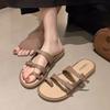 Mary Jane Shoes New Retro Shallow Mouth One Word Versatile Flat Bottom Soft Sole Single Shoes Gentle Women's Sandals