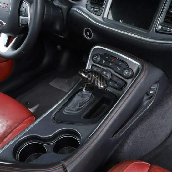 Carbon Fiber Gear Shift Knob Decor Cover Trim for Dodge Challenger/Charger 2015+
