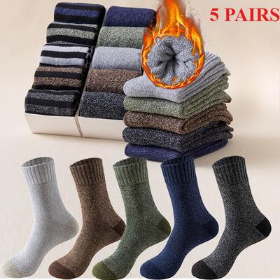 [Bestbewertet] 5 Paar gemütliche Thermo-Crew-Socken für Männer und Frauen – warme, dicke Wintersocken, perfekt zum Wandern, Angeln | Ideales Weihnachtsgeschenk