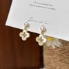 Real Gold Electroplated Zircon Flower Pearl Stud Earrings Elegant Temperament Commuter Earrings Women