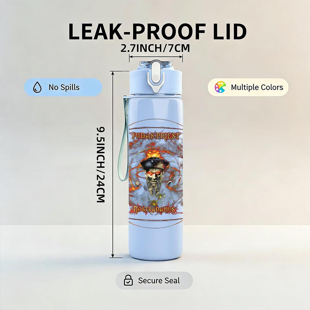 1PC Western Cowboy Circular Ornate Retro Print 750ml Portable Sports Water Bottle Leakproof Gym Outdoor Travel Drink Cup