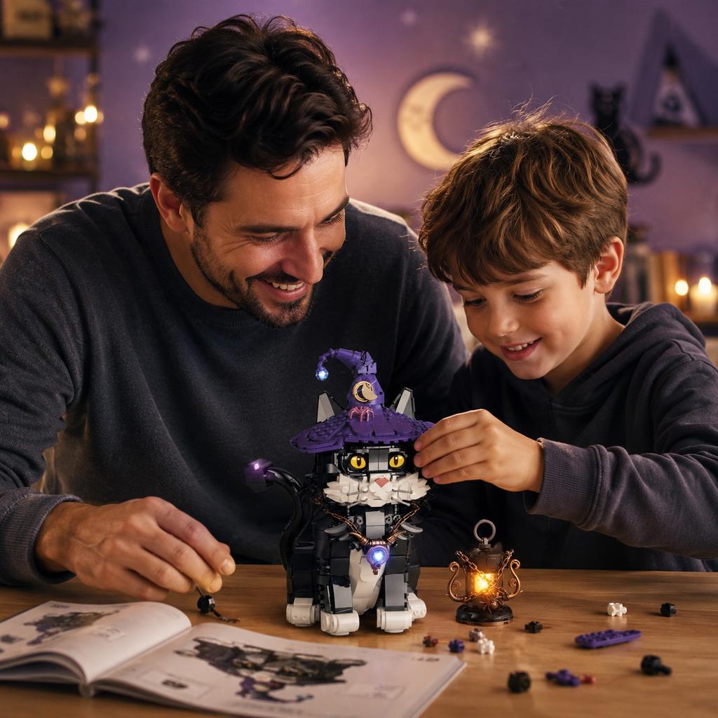 STEM Magic Cat Building Blocks MOC Model Creative Technical Assembly Bricks Toys Birthday Gift for Adults Kids 1128PCS