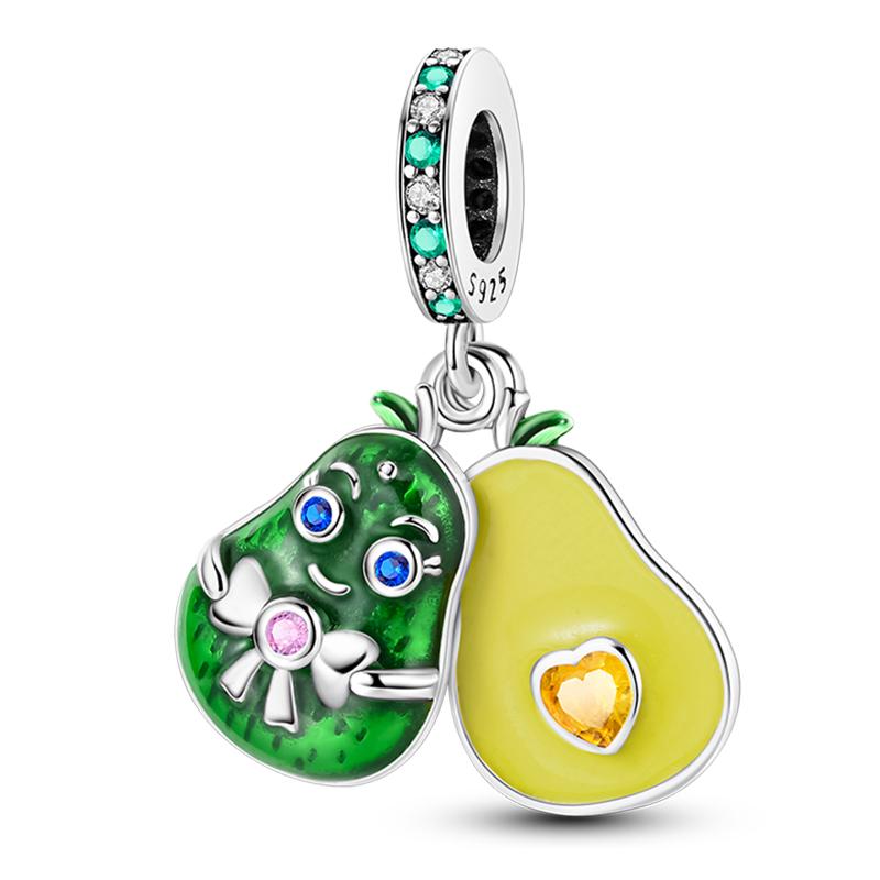 Fits Pan Braceletscopper Charms Color Strawberry Cherry Blueberries Fruit Sweet Original Diy Jewelry Birthday Fine Gifts