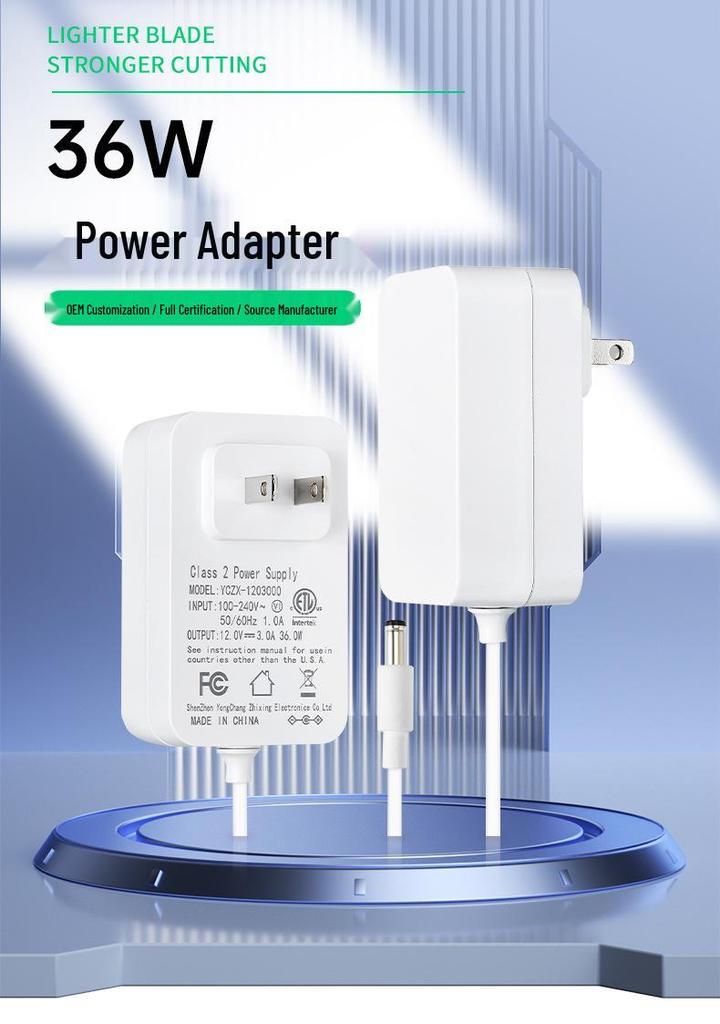 ETL/FCC Certified 12V/3A & 24V/1.5A US Standard Power Adapter for LED Strip & Smart Makeup Mirror