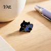 Animal Clothing Accessories Holding Fish Cartoon Cat Brooch, Enamel Kitten Alloy Badge Pin, Backpacks Pin for Hats Scarves Jackets Brooch