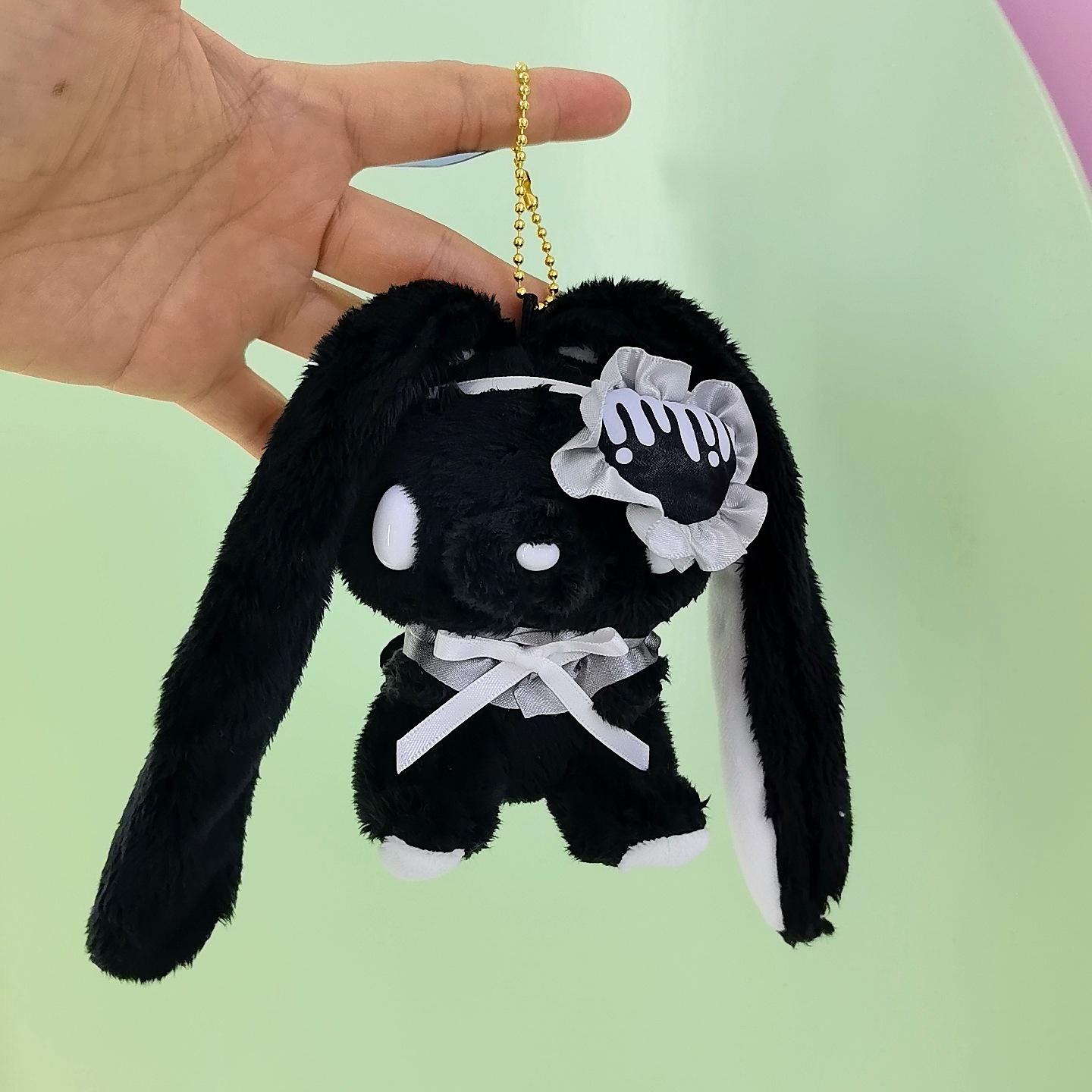 Kawaii Goth Rosa Hase Gloomys Bär Augenmaske Plüschtier Schlüsselanhänger Allzweck Hase Augenklappe Stofftier Plüschtier Rucksackanhänger 12cm