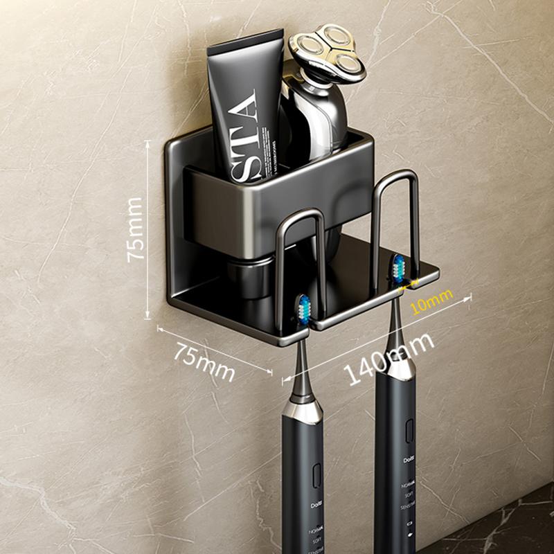 Wall Mounted Toothbrush Holder Aluminium Alloy Toothpaste Rack Without Drilling Space Saving Bathroom Household Shelf Accessorie