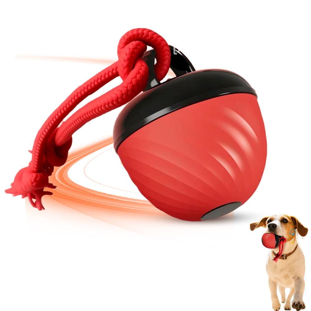 

With Ropes Interactive Dog Toys Ball 3 Modes Random Path Smart Pet Puppy Ball USB Charging Bouncing Design Rolling Dogs Toy червоний