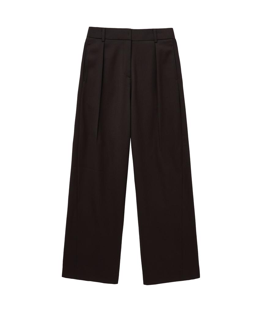 Siyajyu Sipt7171 Wool Blend One-Pleat Curved Slacks_Dark Brown